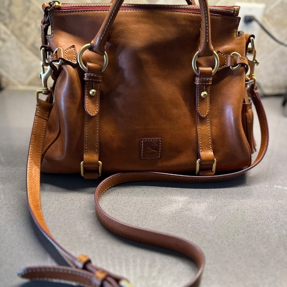 Dooney and Bourke Florentine large leather tasseled satchel bag - Picture 2 of 4